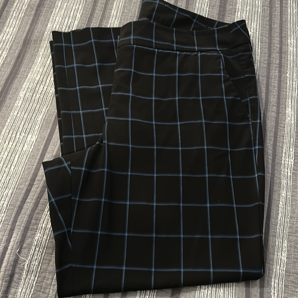 Lane Bryant Black and Blue Checkered Pants - Picture 2 of 8